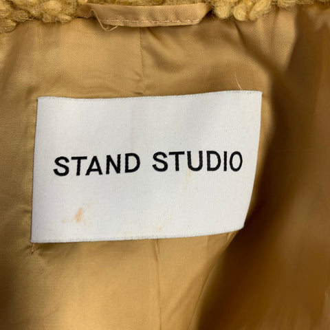 STAND STUDIO Taille XS Leah Manteau Teddy Beige en Polyester Fausse Fourrure à Boutons Pression