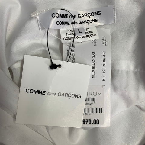 Robe-chemise asymétrique plissée en mélange de coton blanc COMME des GARCONS Taille L