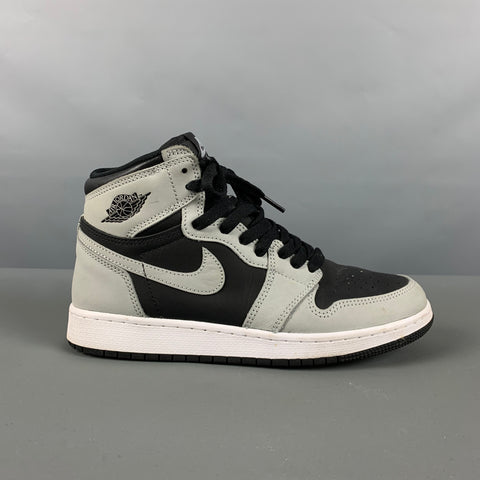 NIKE Talla 6 Zapatillas altas de cuero con bloques de color gris y negro
