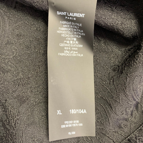 SAINT LAURENT Size XL Black Black Jacquard Viscose Silk Vest