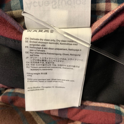 ACNE STUDIOS Size 42 Burgundy Green Beige Plaid Polyester Cotton Jacket