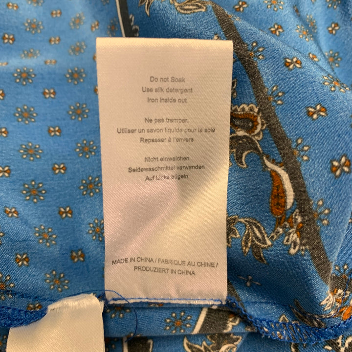 GANNI Size 4 Blue Black Silk Handkerchief Asymmetrical Midi Skirt