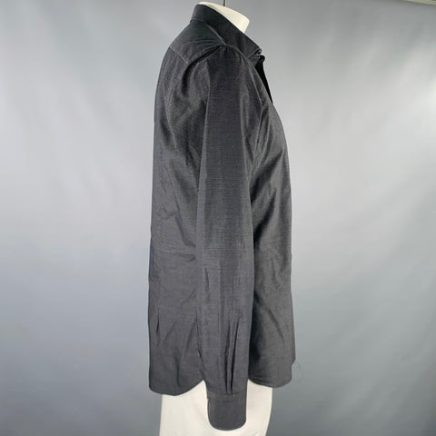 FRANCK BOCLET Size L Black White Nailhead Cotton Button Up Long Sleeve Shirt