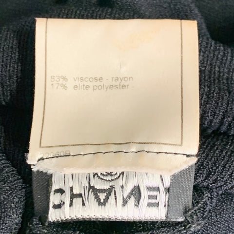 CHANEL Vintage Spring 2003 Size 8 Black Rayon Blend Jersey Logo Turtleneck Casual Top