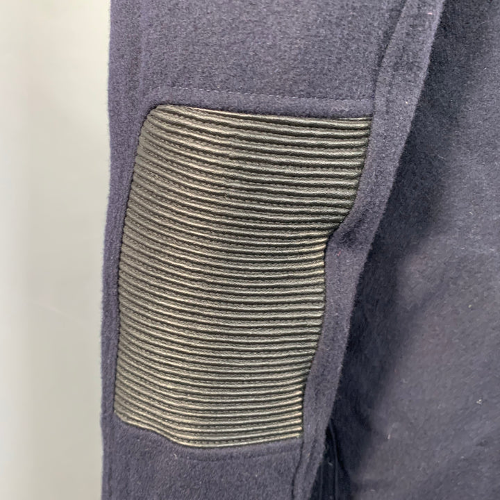 VERSACE Size 46 Navy Black Virgin Wool Blend Epaulets Jacket