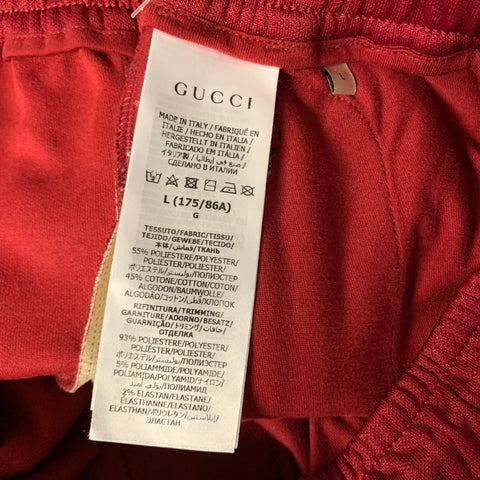 GUCCI Size L Burgundy Beige Polyester Cotton Sweatpants Casual Pants