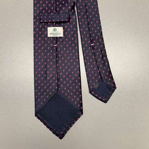 BORRELLI Black Red Geometric Silk Tie