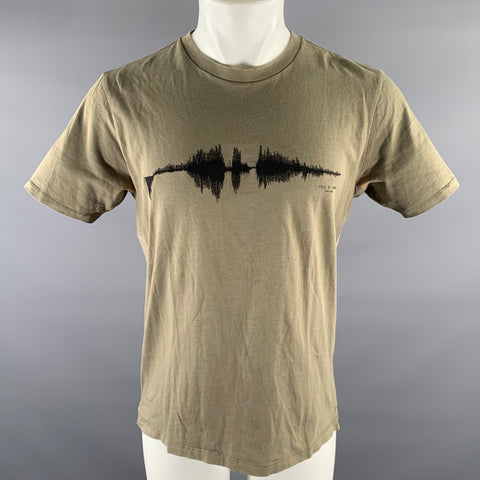 RAG & BONE Size L Green Black Embroidery Cotton Crew-Neck T-shirt