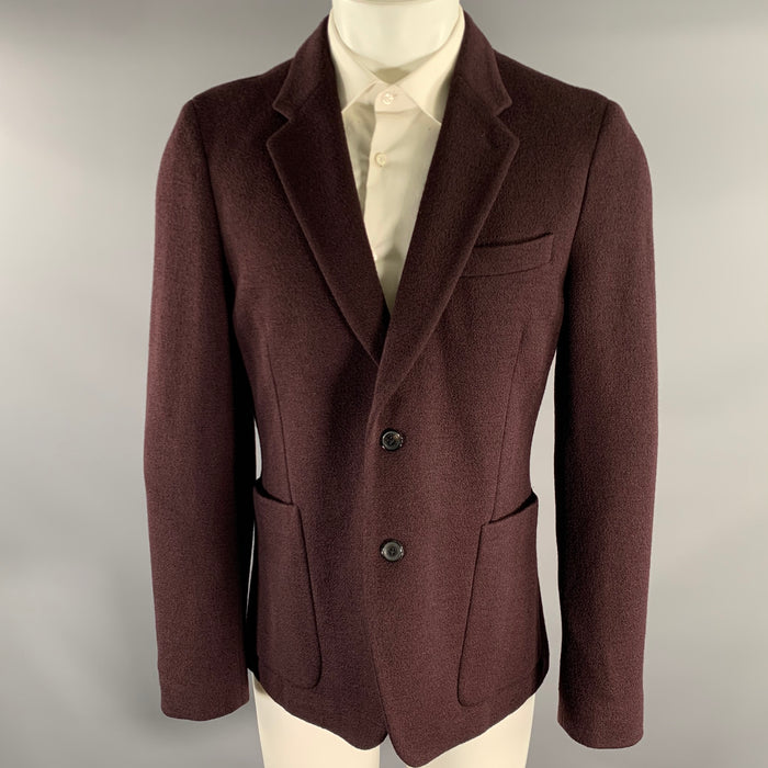 PAUL SMITH Chest Size 42 Burgundy Knit Wool Notch Lapel Sport Coat