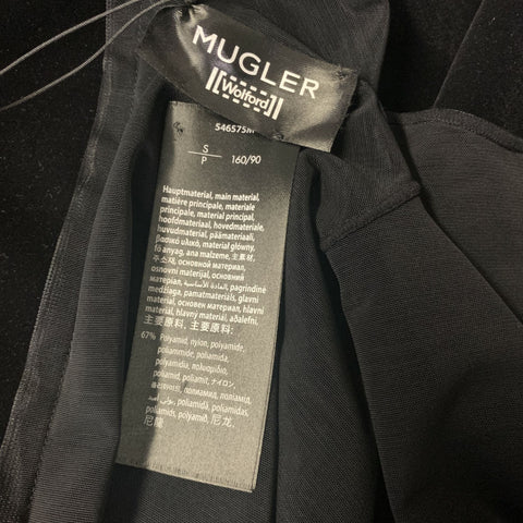 MUGLER Size S Black Polyamide Blend Sheer Knee-Length Cocktail Dress