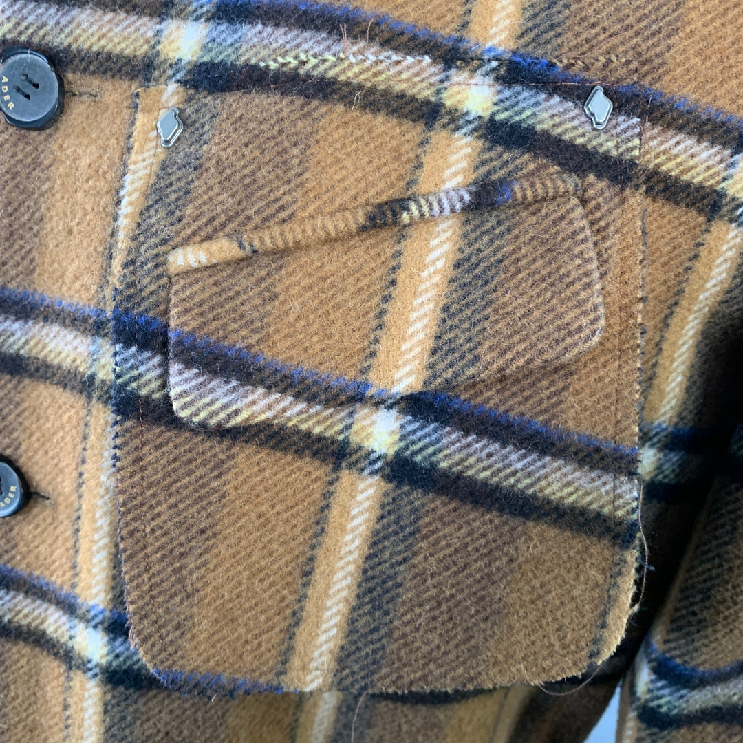 ADER ERROR Size M Brown Plaid Wool Blend One Pocket Cropped Jacket