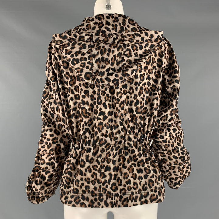 VERONICA BEARD Size S Beige Brown Polyester Animal Print Hooded Jacket