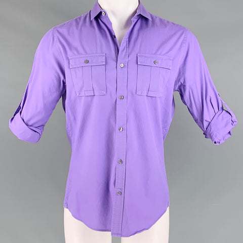 MICHAEL KORS Size M Purple Cotton 2 Pockets Long Sleeve Shirt
