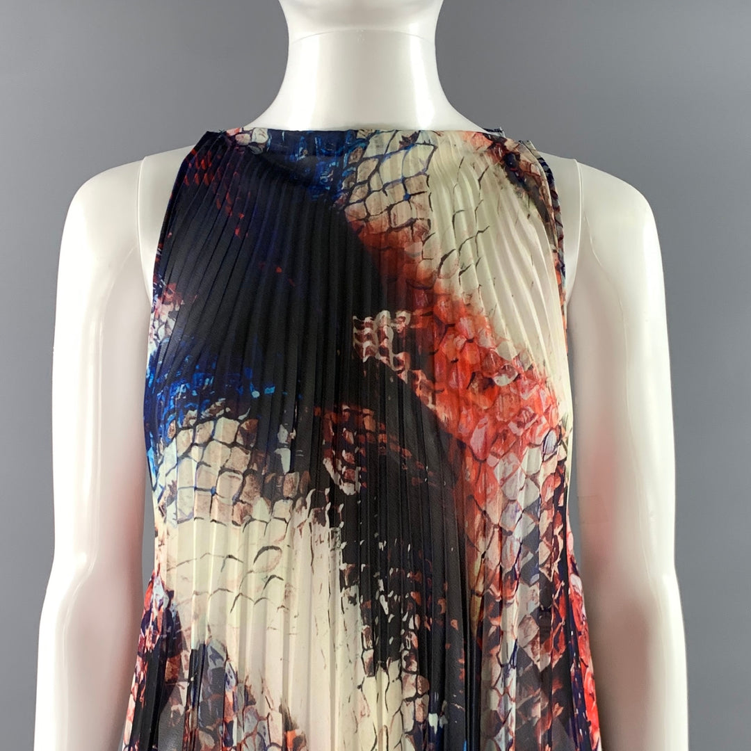 LA PERLA Size 6 Multi-Color Polyester Pleated Halter Dress