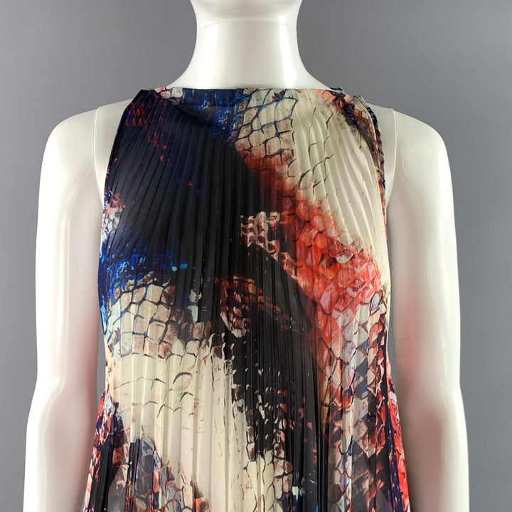 LA PERLA Size 6 Multi-Color Polyester Pleated Halter Dress