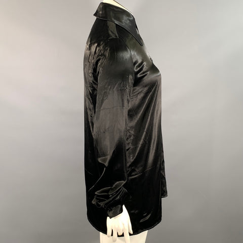 JIL SANDER Size S Black Viscose Cupro Button Up Shirt