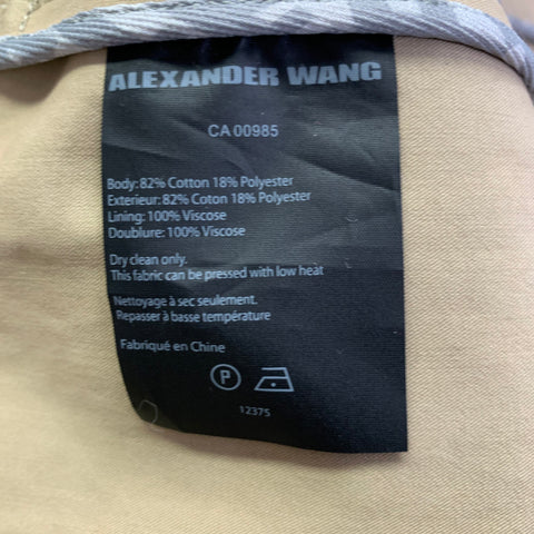 ALEXANDER WANG Spring 2014 Size 2 Runway Beige Grey Cotton Blend Logo Cutaway Trenchcoat