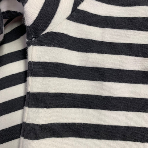 AGNÈS B. Size M Black White Stripe Cotton Long Sleeve T-shirt