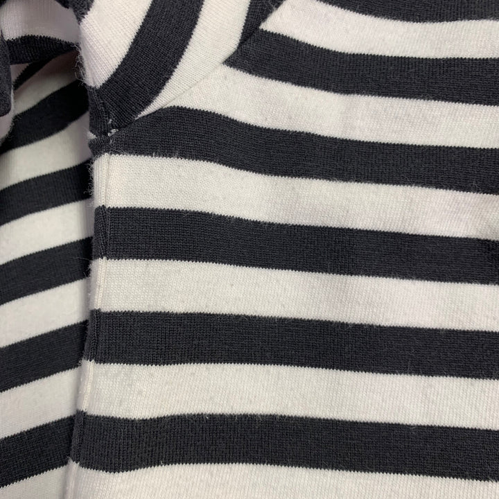 AGNÈS B. Size M Black White Stripe Cotton Long Sleeve T-shirt