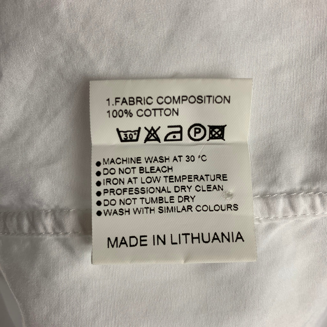 HUSSEIN CHALAYAN Size S White Solid Cotton Nehru Collar Long Sleeve Shirt