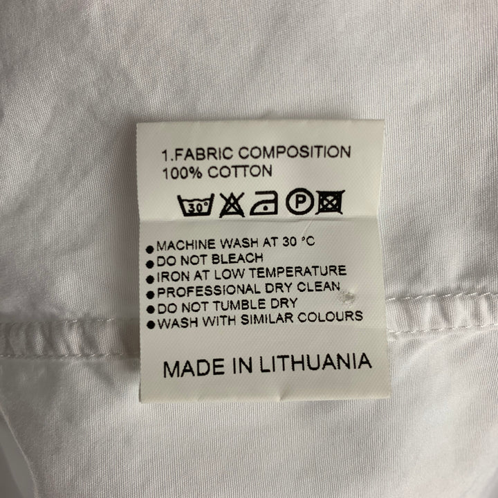 HUSSEIN CHALAYAN Size S White Solid Cotton Nehru Collar Long Sleeve Shirt