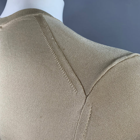 SANDRO Size L Beige Knit Acetate Blend Crew Neck T-shirt
