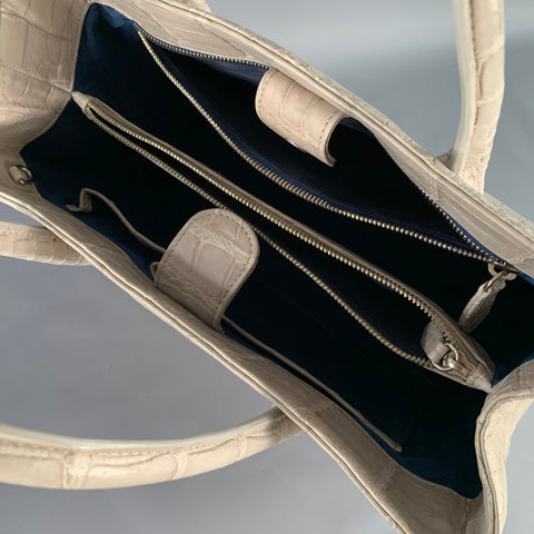 GIOSA Grey Crocodile Leather Tote Handbag