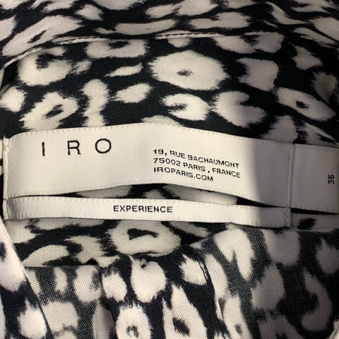 IRO Size 4 Black White Rayon Animal Print Two Pockets Shirt