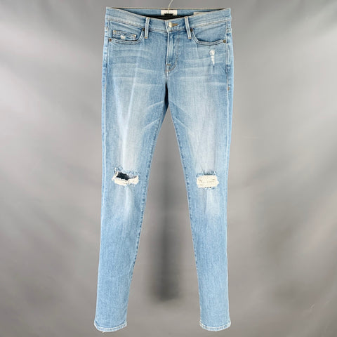 FRAME Size 29 Dylan Blue Cotton Blend Skinny Distressed Jeans