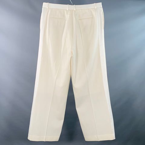 GIVENCHY Size 36 Beige Wool Pleated Wide Leg Dress Pants