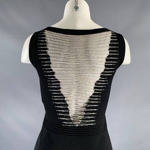 D.EXTERIOR Size S Black White Viscose Blend Contrast Stitch Sleeveless Dress