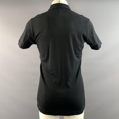 DOLCE & GABBANA Size M Black Solid Cotton Pointed Collar Polo