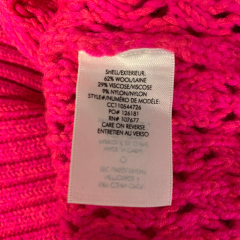 ALICE + OLIVIA Size M Pink Wool Blend Cable Knit Crew-Neck Sweater