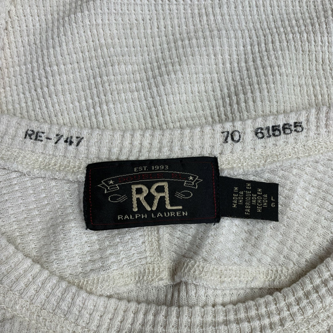 RRL by RALPH LAUREN Size L Cream Waffle Knit Cotton Crew Neck Pullover