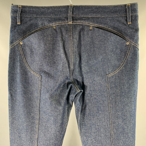 K.NGSLEY Size 32 Indigo Contrast Stitch Denim Wide Leg Jeans