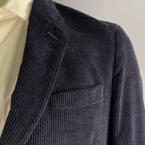 PAUL SMITH Chest Size 42 Navy Corduroy Cashmere cotton Notch Lapel Sport Coat