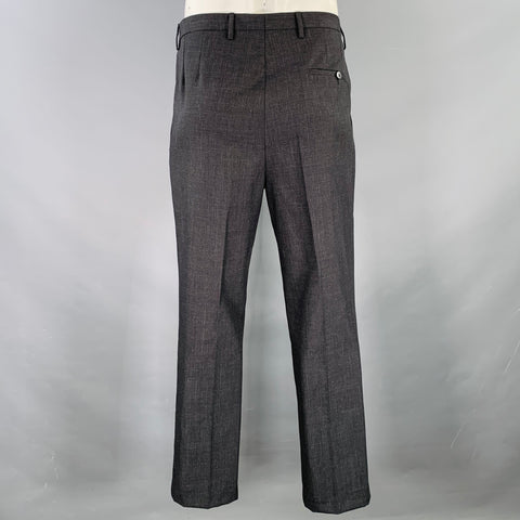 LANVIN Size 36 Grey Charcoal Wool Mohair Flat Front Dress Pants