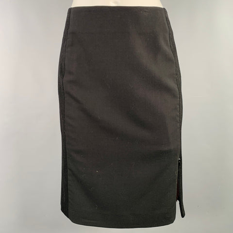 KENZO Size S Black Wool Blend Mixed Fabrics Pencil Skirt