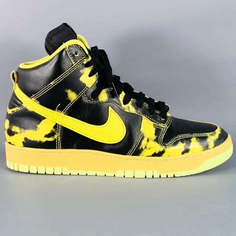 NIKE Size 11 Dunk High 1985 Black Yellow Print Leather High Top Sneakers