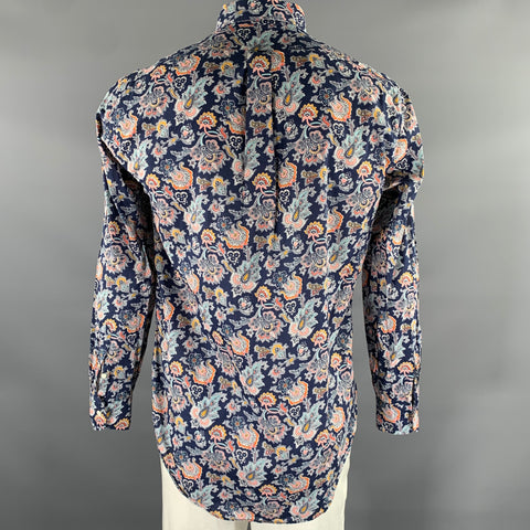 SID MASHBURN Size L Navy Multi-Color Paisley Floral Cotton Long Sleeve Shirt
