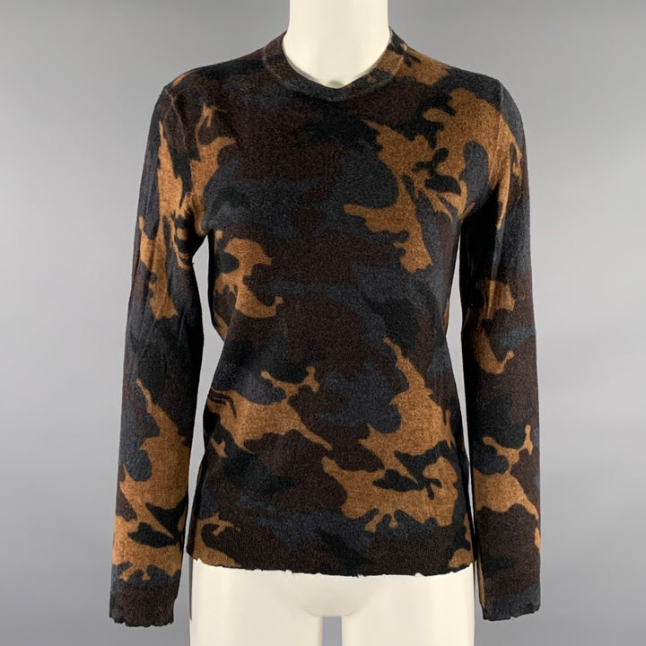 ZADIG & VOLTAIRE Size S Brown Grey Cashmere Camouflage Pull On Pullover