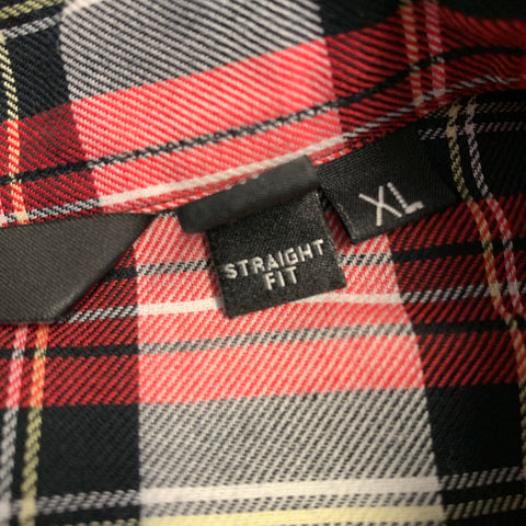 NEIL BARRETT Size XL Red Black White Plaid Cotton One Pocket Short Sleeve Shirt