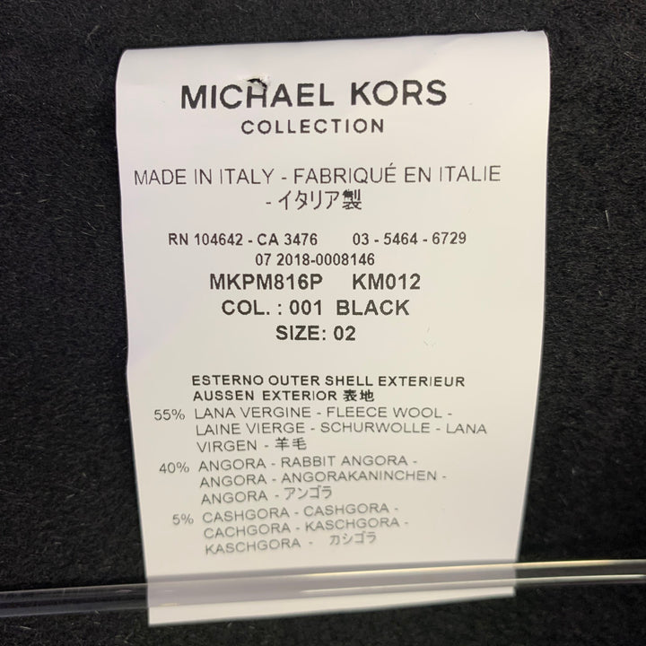 MICHAEL KORS COLLECTION Resort 2019 Size 2 Black Wool Angora Studded Open Front Cropped Jacket
