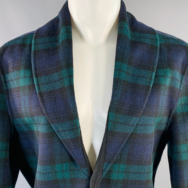 KITH Size L Green Navy Blackwatch Plaid Wool Blend Jacket