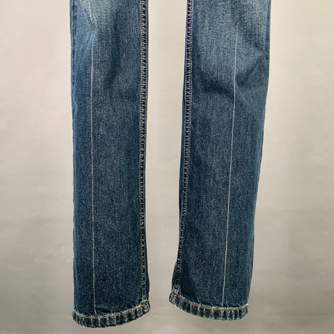 D&G par DOLCE & GABBANA Taille 35 Jean Skinny Taille Basse en Coton Bleu Surpiqûres Contrastantes