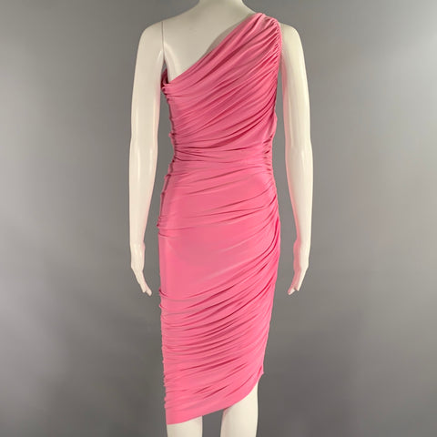 NORMA KAMALI Size XS Pink Polyester Spandex Ruched One Shoulder Dress
