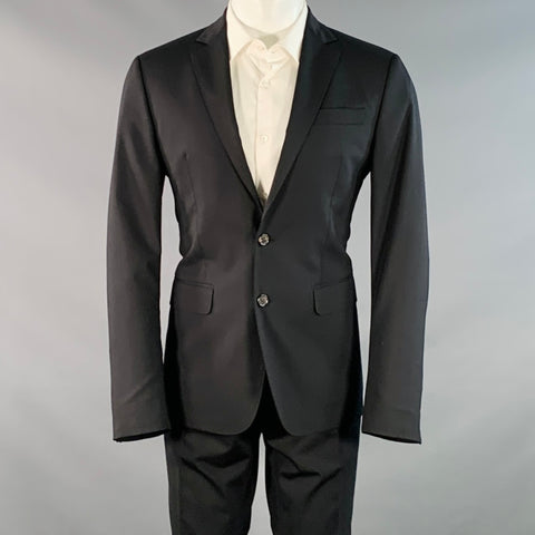 DSQUARED2 PARIS Size 40 Black Wool Blend Notch Lapel Suit