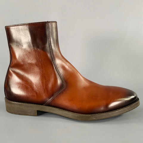 TO BOOT NY Size 10.5 Brown Antique Leather Side Zipper Boots