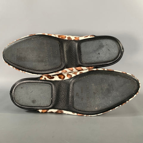 HAIDER ACKERMANN SS2020 Size 9 White Brown Leopard  Print Pony Hair Slip On Loafers