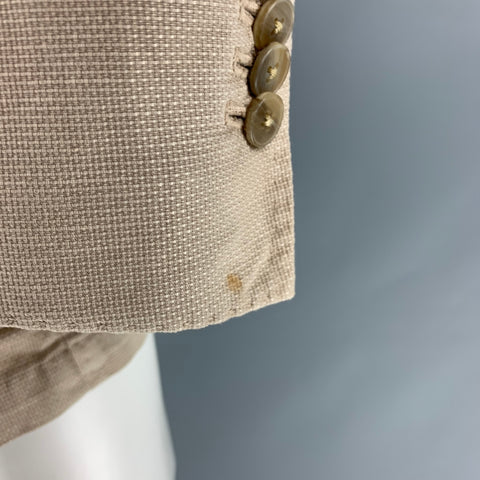 COUTURE Chest Size 38 Beige Textured Cotton Linen Single Breasted Sport Coat
